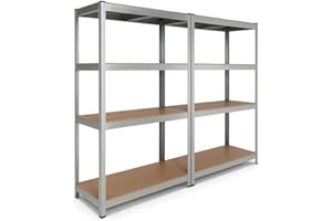 EURO VANADIUM - Double Étagères de Rangement Charges Lourdes - 160 x 160 cm - 640 kg - Étagères de Garage modulables, 4 Niveaux, 8 Plateaux