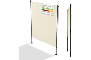 Juskys Senkrechtmarkise Barbados 150x310 cm - Balkon Sichtschutz wetterfest - Ausziehbare Seitenmarkise ohne Bohren für Garten und Balkon - Beige