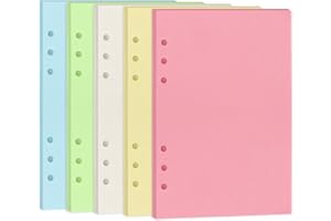 ‎TOPLIVE A5 Buntes Nachfüllpapier, [5 Farben] Toplive 100 g/m² dickes nachfüllbares Papier 6-Loch-Fülleinsätze Loseblattpapier 100 Blatt (200 Seiten) für 6-Ringbuch-Journal-Notizbuch