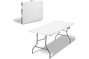DEWINNER Tavolo Pieghevole 180x74x74 cm, massimo 150 kg, Materiale HDPE, 6 o 8 posti, Tavolo da giardino pieghevole Bianco portatile con serratura di sicurezza, Adatto per buffet, festival, campeggio