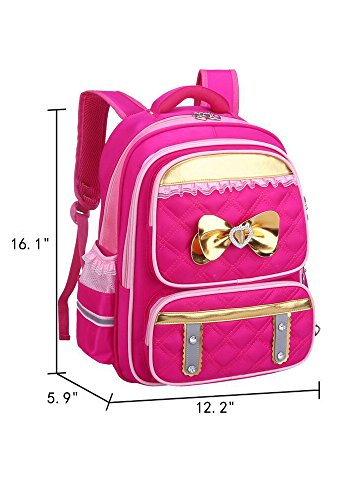 Puretime Girls Cute Pu Leather School Backpack Satchel Travel Bag Princess Style