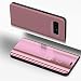Produktbild Luxus Spiegel Hülle für Galaxy A5 2017, Girlyard PU Leder Flip Hülle mit Hart PC Bumper Ultra Slim Clear View Electroplate Plating Design Schutzhülle Standfunktion Magnetverschluss für Samsung Galaxy A5 (2017) A520F - Rose Gold