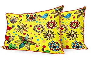 DreamVio Jute Fabric Printed Decorative Pillow/Throw/Cushion Covers for Living Room, Bed Room, Sofa,Chairs,Pillow Cases, Pillow Covers Set of 2, Size 12x18 Inches Style227