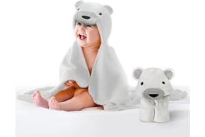 TENDS Accappatoio Neonato con Cappuccio - Set Bagno Bebe 0-3 Mesi - Toalla Neonato in Cotone Morbido e Assorbente - Ideale come Regalo Neonato-Accessori Bagno Bebe Originali-Asciugamano Neonato Bagnetto