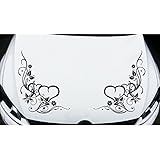 DD Dotzler Design - 8216 - Autoaufkleber Wandtattoo - 117 x 58 cm - Blumenranke mit Doppelherz Silhouette Aufkleber Motorhaube Heckscheibe Sticker Tuning Zubehör Herz Ranke Blume dekor Auto