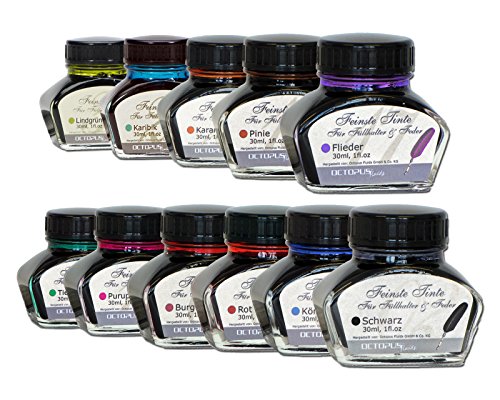 Octopus Fluids 30 ml feinste Schreibtinte Tiefgrün für Füllhalter / Schreibfedern im Tintenglas, Füllhaltertinte - 3