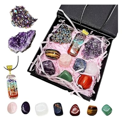 Qlisytpps 10pcs Healing Crystals Set Real Crystals Stones Kit, Chakra Crystals Gemstones Amethyst Clusters,geode Crystals,chakra Necklace Witchcraft Crystals Gifts Beginners Gift