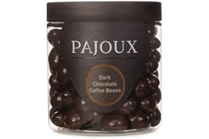 Pajoux Dark Chocolate Coffee Beans (Small) 170g | Chocolate Covered Coffee Beans in a Gift Jar - Espresso Bean - Mocha - Palm Oil Free