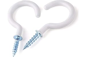 WKTRSM Crochets à Visser Plafond Vis Crochet en Vinyle Blanc Crochet de Mur pour Tasses Articles de Ménage, 30 Pièces