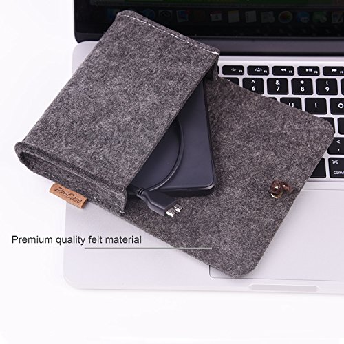 ProCase Tragbare Reisetasche Filz Universaltasche Elektronik-Zubehör Tasche für MacBook Laptop Drahtlose Maus Handy Kabel SSD HHD Schwarz - 4