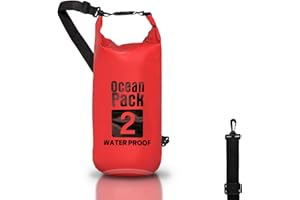 CABLE TECHNOLOGIES Dry Bag Wasserdichter Rucksack, Rollverschluss und Schultergurt, wasserdichte Handy-Tasche und Gürteltasche für Meer, Boot, Angeln, Rafting, Strand, Wassersport, rot, Borsa 2l, Wasserdichter Beutel