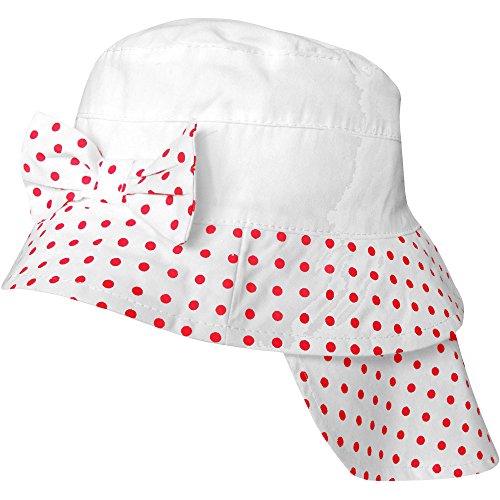 Girl's & Toddlers Pretty Polka Dot Bow Bucket Style Legionnaire Summer Sun Hat (12-18 Months (50cm), Red Polka Dot)