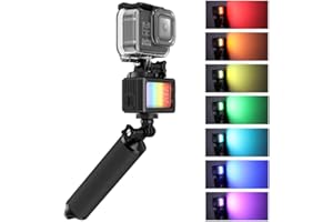 Sea frogs RGB-Video-Licht mit 3 kalten Schuhen, wasserdicht, 40 m, 360 Grad, Vollfarbe, tragbare Unterwasserlichter, kompatibel mit GoPro Hero 12/11/10/9 (SL-105-GO-KIT)