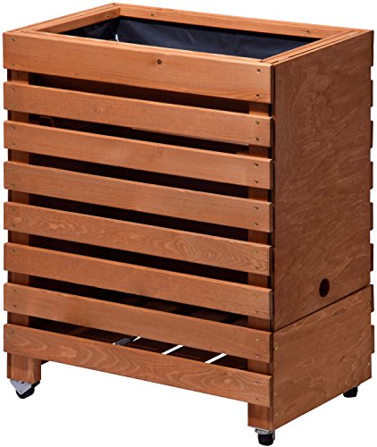 dobar Hochbeet auf Rädern aus Holz, Frühbeet Bausatz für Gemüse, Kräuter im Garten und Balkon, 58 x 36 x 71 cm, braun - 2