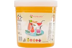 LET'S GO MARKET Tanoshiya Popping Boba Fruity Flavour Bursting Bubbles 1.3kg | Tapioca Pearl for Desserts & Drink Toppings - Passion Fruit Flavour