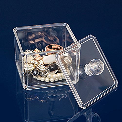 FAS1 Cosmetics Halter Quadrat Klar Acryl Make Up Fall Wattestäbchen Stick Aufbewahrung Baumwolle Pads Baumwolle Ball Zubehör Organizer, Single Tier - 4