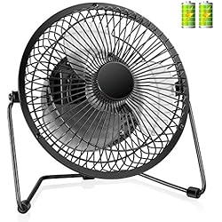 COMLIFE Ventilateur de Bureau à Piles, Alimenté Par USB, Ventilateur Avec Batteries Rechargeables 4400mAh, 2 Vitesses et Silencieux,Ventilateur Portatif pour Maison, Bureau（Diamètre 19cm）