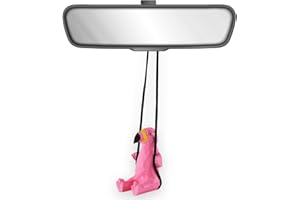VIPbuy 100% Handmade Wooden Swinging Flamingo Car Hanging Ornament - Cute Hand Carved Painted Wood Flamingo Figurine Car Mirror Hanging Accessories Decor Gifts (Flamingo)