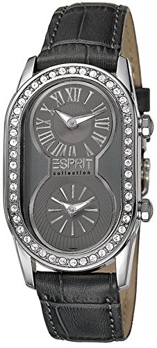 Esprit Collection Damen-Armbanduhr Athena Grey Analog Quarz Leder EL101192F03