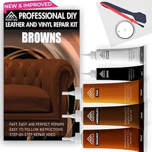 FORTIVO Leather for Couches Vinyl Furniture Leather Scratch Repair Kit for Refurbishing for Upholstery, Couch, Boat, Car Seats - Leather Dye (Brown)