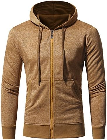 Men's Hoodie, Moonuy Men Boy Autumn Winter Retro Long Sleeve Zipper Hooded Sweatshirt Fashion Casual Daily Handsome Jacket Solid Slim Loose Coat Outwear Tops Sweatshirt (M, Yellow)