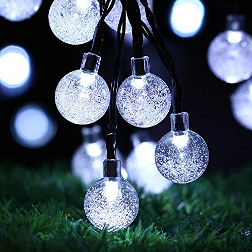 ANKOU 30er LED Lichterkette Solar Globe Party Garten Kugel Außen Außenbereich 6 Meter Weiss - 3