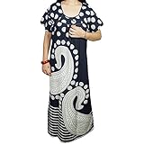 Indiatrendzs Women's Nighty Black Cotton Printed Nightwear Nightgowns (Chest 48)