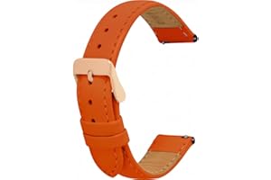Toff London Ladies Leather Watch Strap, Quick Release with Rose Gold Metal Buckle, Band Width 18mm