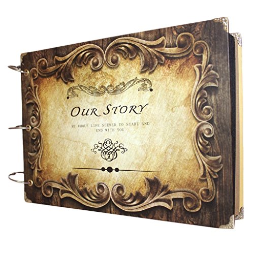 KAMIERFA Vintage DIY Fotoalbum Notizbuch Bilderalbum mit Bildausschnitt Unsere Geschichte Viereckig