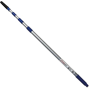 Telescopic pole 8 m with dust brush oval aluminium rod extendable incl. attachment for removing dust and cobwebs