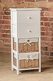 Tall White Wooden Wicker and Drawer Storage Unit ()