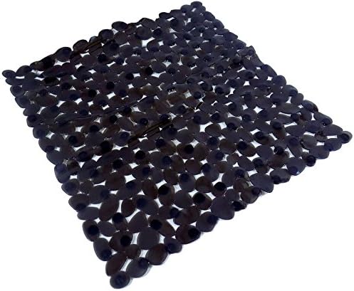 BRIGHT BLACK PVC DURABLE EASY CLEAN SAFE SHOWER BATHROOM MAT 51 X 53CM - 21" X 22"