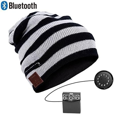 Zibaar Bluetooth Beanie Bluetooth Hat Bluetooth Beanie Hat Wireless Headphone Beanie, Hat Headset with Removable Bluetooth V4.1 Stereo Bluetooth Headphone &amp; Mic, Hands Free Talking-Slouch Strip Design