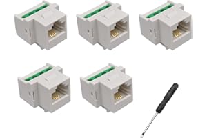 Hsupez 5 unidades RJ11 CAT3 Keystone teléfono módulo RJ11 hembra a 4 pines tornillo terminal conector conector CAT3 abrazadera sin soldadura adaptador Keystone conector conector conector de voz