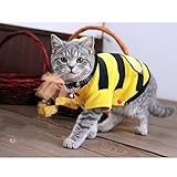 Süße Biene Design Hund Polar Fleece Stoff Kleidung Katze Kleidung Welpe Hoodie Plüsch warmen Wintermantel Kleidung Kostüm Accessoire für Hunde Haustiere mit Hut Grösse L -