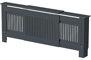 Radiant Living Vertical Slats Radiator Cover Modern Anthracite Grey Painted MDF Living Room Cabinet for Radiators, Adjustable