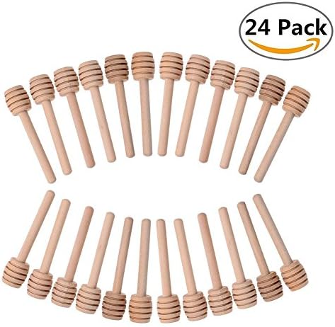 24pcs Honey Dippers, XGZ Mini Honey Spoon Wood Sticks Coffee Milk Tea Stirring Sticks for Honey Jar Dispense Drizzle Honey and Wedding Party Favors - 3 Inch