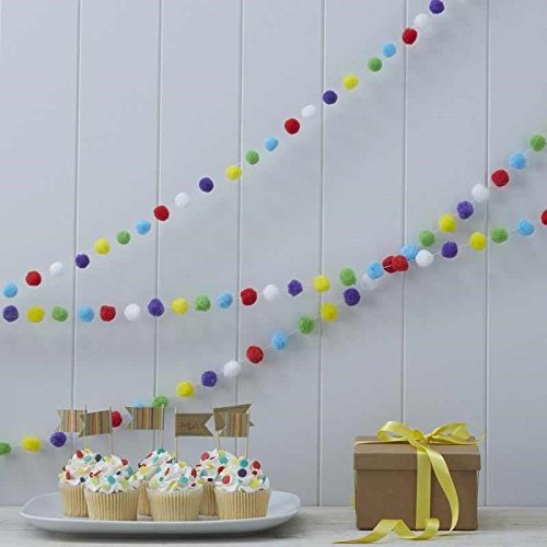 Happy Birthday Vintage Girlande Pom Pom