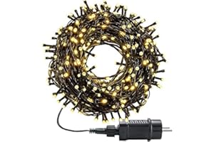 MOLVCE Łańcuch świetlny LED na zewnątrz i wewnątrz, ciepła biel, łańcuch świetlny z 8 trybami świecenia + timer + funkcja pamięci, wodoszczelny, na choinkę, imprezę, wesele, balkon, 10 m, 100 diod LED