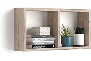 MOBILI FIVER, Estante en Forma de Cubo, Modelo First, de MDF, Color encina, 59 x 14,5 x 30 cm
