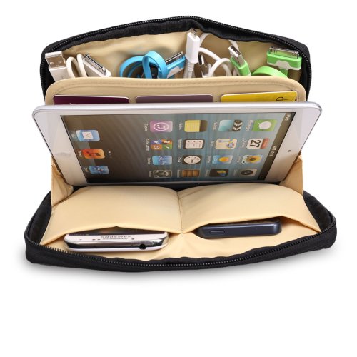 BUBM Tragbare Tasche Universale Elektronische Zubehöre Reisetasche Organiser Tasche mit Kabelbinder für Ipad Mini (Schwarz) - 4