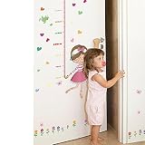 Wallpark Bunt Blumen Vögel Mädchen Halten Regenschirm, Höhe Messlatte Abnehmbare Wandsticker Wandtattoo, Kinder Kids Baby Hause Kinderzimmer DIY Dekorativ Kunst Wandaufkleber - 5
