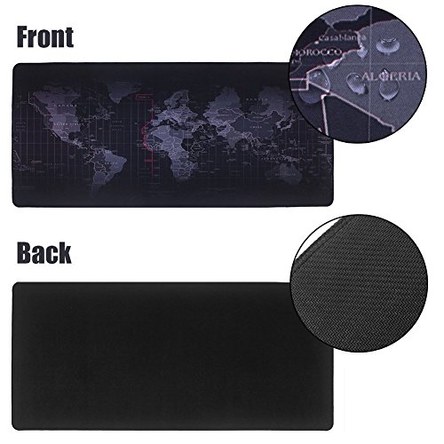 halomy Gaming Maus Pad, Groß 80 x 30 x 0,2 cm Schreibunterlage Weltkarte Maus Pad mit rutschfester Boden, doppelt gewebt Stoff Oberfläche Design – Tight und glatte, Passform jeden Maus, Tastatur und Laptop - 5
