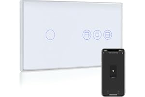 BSEED WiFi Interruptor Persiana con Interruptor Blanco,1 Gang 1 Vía Interruptor de Pared Smart Compatible con Alexa y Google Home, Control por APP o Voz, Función de Temporizador, Requiere Cable Neutro