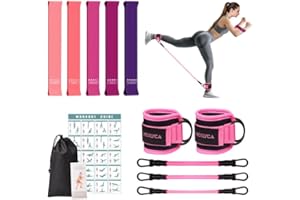 Mexlyca Resistance Bands Set – Resistance Band and Adjustable Ankle Exercise Bands with cuffs Great Equipment for Training, Working Out, Yoga,Home Gym with Training Guidance & Carry Bag