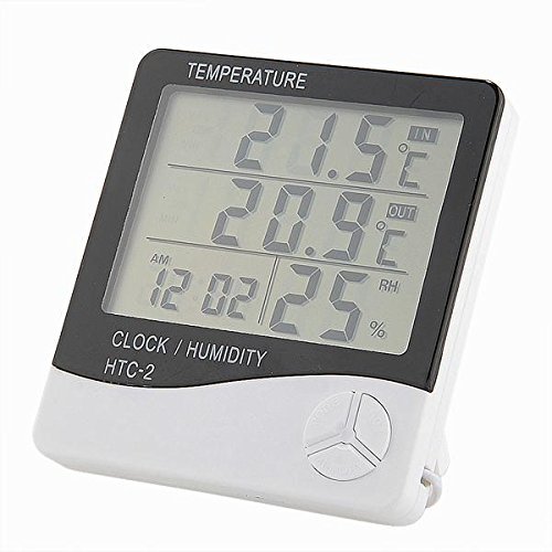 Gazechimp Digital LCD Thermometer Hygrometer Clock Uhr für Haus Reptile - 3