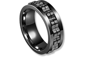 SGERUFZ 1 Anillo Antiestrés, Anillo Giratorio para Reducir el Estrés y la Ansiedad, Accesorio de Moda para Hombres y Mujeres, Acero Inoxidable Pulido (8 mm, 59,5 mm) (Negro)