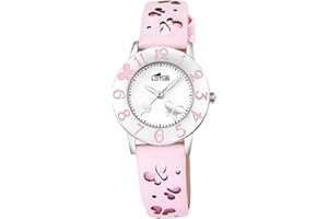 LOTUS Reloj Infantil 18269/2 Outlet Caja de Acero Inoxidable 316l Gris Plata Correa de Cuero Rosa