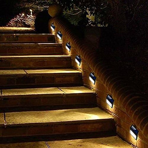 Solar Powered Wall Light ,4 Pack Solar 6 LED Light Wall Mount Garden Path Lamp Step Lights Outdoor Patio Gutter Fence Lighting(Warm Light)