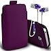 Produktbild (Dark Purple + Kopfhörer) Samsung Galaxy S5 Neo Case Premium stilvolle Kunstleder Pull Tab-Beutel-Haut-Kasten-Abdeckung Verschiedene Farben zum von zu wählen mit hoch qualitativen in Earbuds Stereo Hands Free Headset Kopfhörer mit Mikrofon Mic und On-Off-Knopf von i Eingebaute -Tronixs
